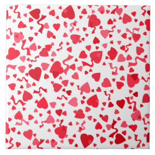 Azulejo De Cerâmica Red Confetti Hearts Design