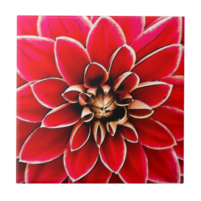 Azulejo De Cerâmica Red Dahlia, arte digital (Frente)