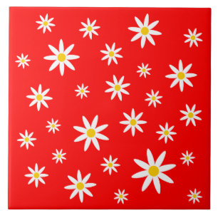 Azulejo de cerâmica Red Daisy