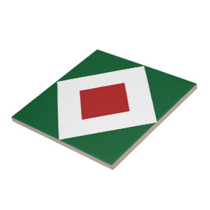 Azulejo De Cerâmica Red Diamond, Bold White Border em Verde