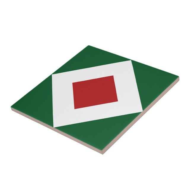 Azulejo De Cerâmica Red Diamond, Bold White Border em Verde (Lateral)