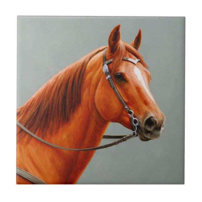 Azulejo De Cerâmica Red Dun Chestnut Sorrel Western Quarter Horse (Frente)