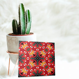 Azulejo De Cerâmica Red Ethnic Boho Oriental árabe Padrão da Mesquita