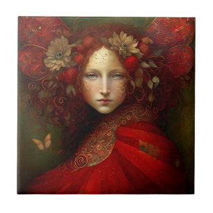 Azulejo De Cerâmica Red Fairy Fantasy Art