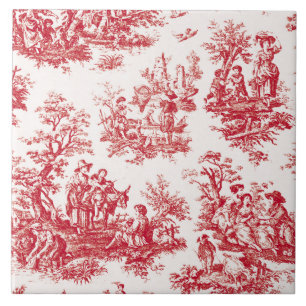 Azulejo De Cerâmica Red French Country Toile