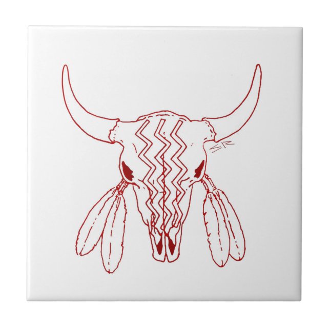 Azulejo De Cerâmica Red Ghost Dance Buffalo white small tile closeup (Frente)