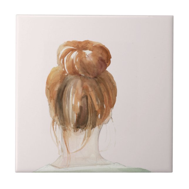 Azulejo De Cerâmica Red Hair Top Knot (Frente)