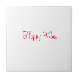 Azulejo De Cerâmica Red Happy vibe simples caligrafia mínima