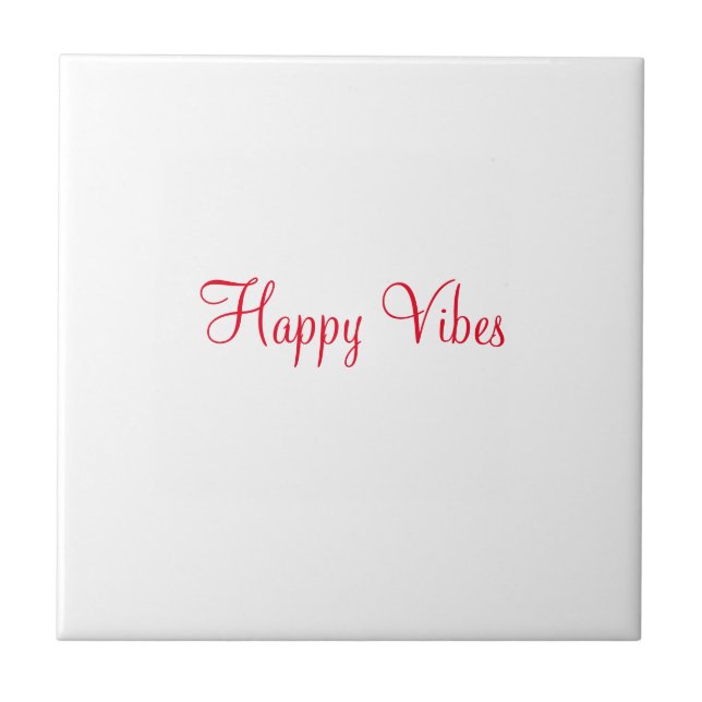 Azulejo De Cerâmica Red Happy vibe simples caligrafia mínima (Frente)