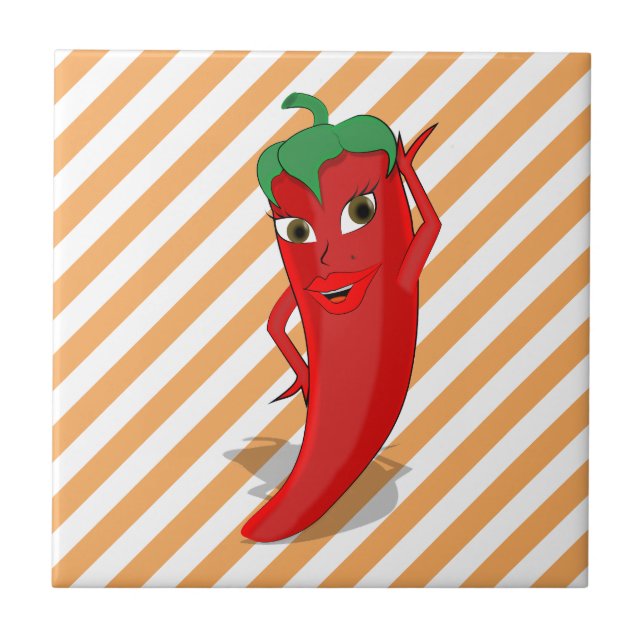 Azulejo De Cerâmica Red Hot Pepper Diva Orange Strips (Frente)