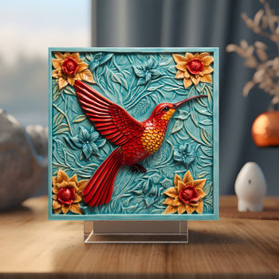 Azulejo De Cerâmica Red Hummingbird Faux 3D