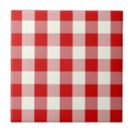 Azulejo De Cerâmica Red & Ivory Cottagecore Gingham Check Xadrez<br><div class="desc">Moderna tendência de piquenique primavera,  com padrão de tartã xadrez gingham em cores vermelha e marfim.</div>