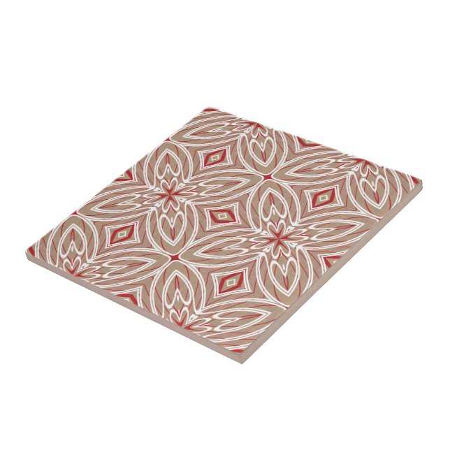 Azulejo De Cerâmica Red Ivory White Taupe Beige - Arte Étnica (Lateral)
