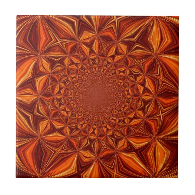 Azulejo De Cerâmica Red Kaleidoscope Digital Art Pattern- 28503 (Frente)