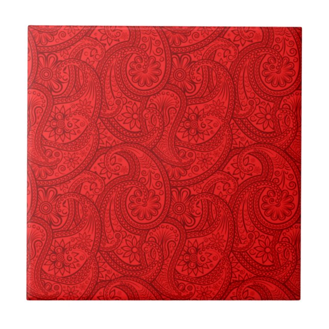 Azulejo De Cerâmica Red Paisley (Frente)