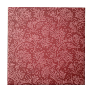 Azulejo De Cerâmica Red Paisley Damask Designer Floral Classic