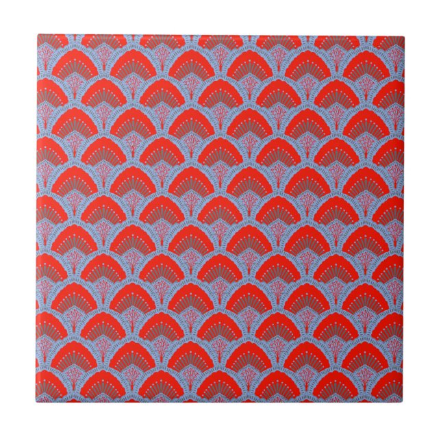 Azulejo De Cerâmica Red Peacock Feather Decorative Ceramic Tile (Frente)