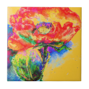 Azulejo De Cerâmica Red Poppy - dourado