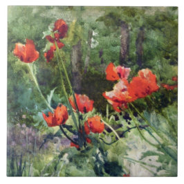 Azulejo De Cerâmica Red Poppy Flowers (por Mildred Anne Butler)