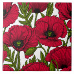 Azulejo De Cerâmica Red Poppy jardim 2<br><div class="desc">Padrão vetorial feito de papoilas desenhadas à mão.</div>