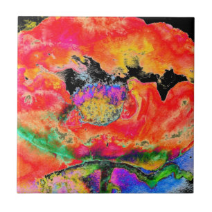 Azulejo De Cerâmica Red Poppy - preto