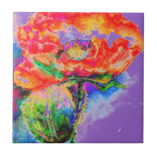 Azulejo De Cerâmica Red Poppy - púrpura
