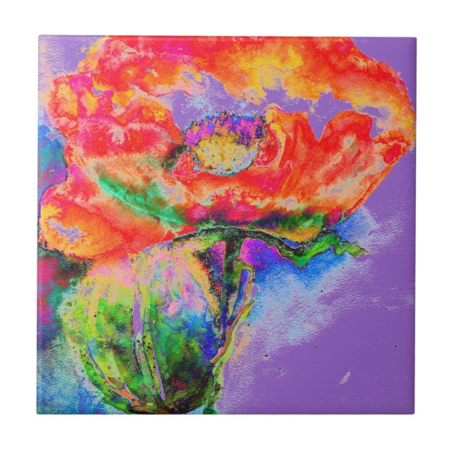 Azulejo De Cerâmica Red Poppy - púrpura (Frente)