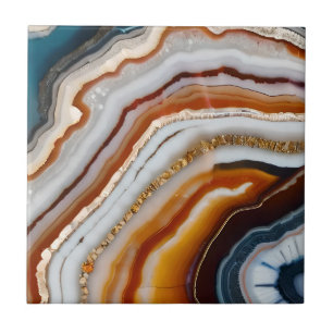 Azulejo De Cerâmica Red Terracotta White Black Blue Agate Geode