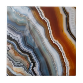 Azulejo De Cerâmica Red Terracotta White Black Blue Agate Geode