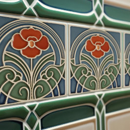 Azulejo De Cerâmica Red Tulip Wall Decor Art Nouveau Art Deco
