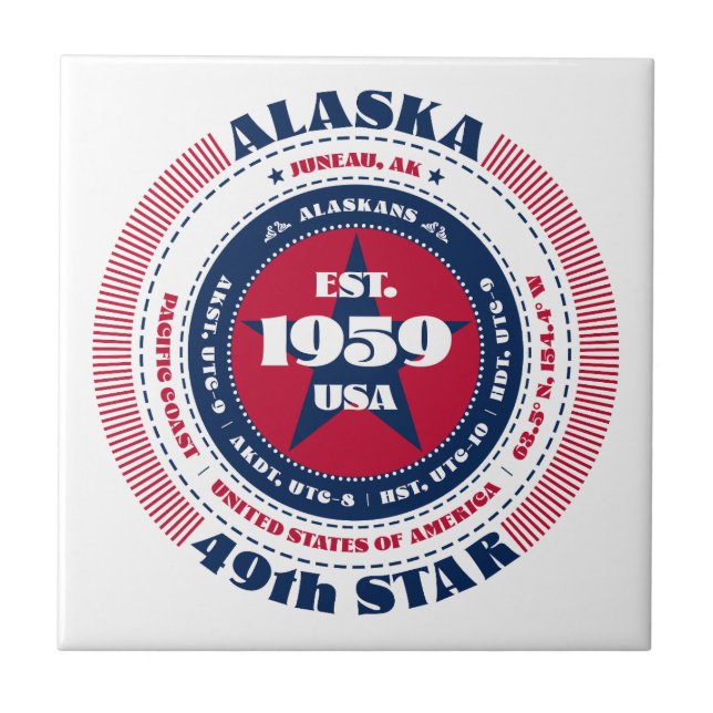 Azulejo de cerâmica Red, White e Blue Alaska (Frente)