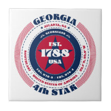 Azulejo de cerâmica Red, White e Blue Georgia