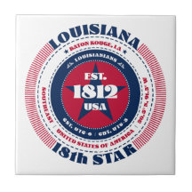 Azulejo de cerâmica Red, White e Blue Louisiana
