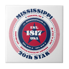 Azulejo de cerâmica Red, White e Blue Mississippi