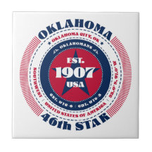Azulejo de cerâmica Red, White e Blue Oklahoma