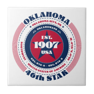 Azulejo de cerâmica Red, White e Blue Oklahoma