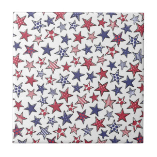 Azulejo De Cerâmica Red White e Blue Stars América Patriótica 