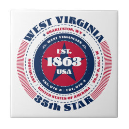 Azulejo de cerâmica Red, White e Blue West Virgini