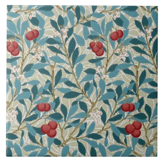 Azulejo De Cerâmica Redberry Tree, William Morris (Frente)