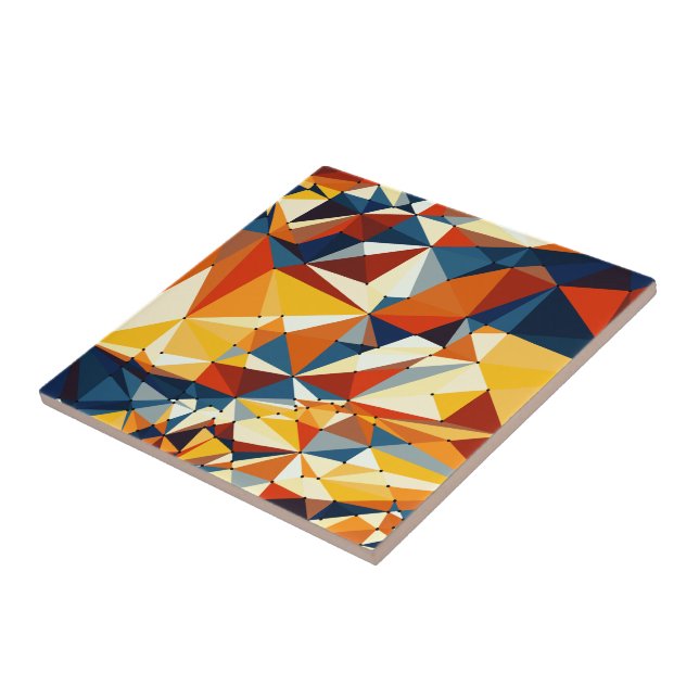 Azulejo De Cerâmica Rede de triângulos multicoloridos (Lateral)