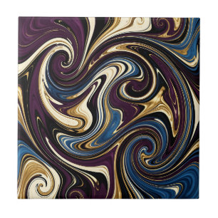 Azulejo De Cerâmica Redemoinho de Mármore Roxo Dourado Azul Abstrato