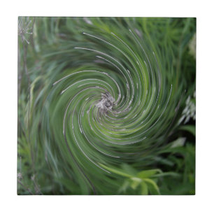 Azulejo De Cerâmica Redemoinho Floral Verde Chartreuse Abstrato Retrô