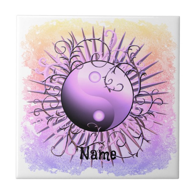Azulejo De Cerâmica Redemoinho Violeta Yin Yang  (Frente)