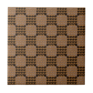 Azulejo De Cerâmica Redemoinhos Checkered pintados (Brown)
