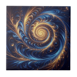 Azulejo De Cerâmica Redemoinhos Modernos Abstratos Espaciais Azul Real