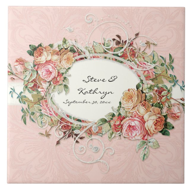 Azulejo De Cerâmica Redemoinhos modernos antigos do buquê floral dos (Frente)