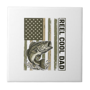 Azulejo De Cerâmica Reel Cool Dad Bass Fishing Flag Vector Design_1