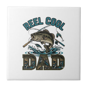Azulejo De Cerâmica Reel Cool Dad Pesca de Robalo Design Vetorial Vint
