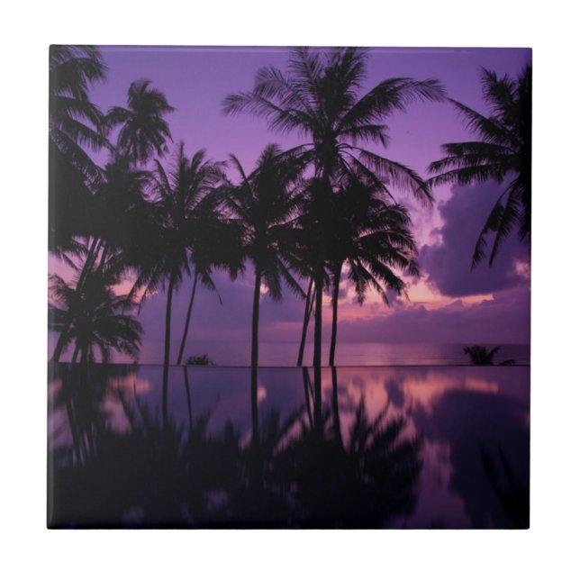 Azulejo De Cerâmica Reflexão da palmeira (Frente)