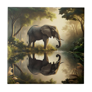 Azulejo De Cerâmica Reflexão de um Elefante